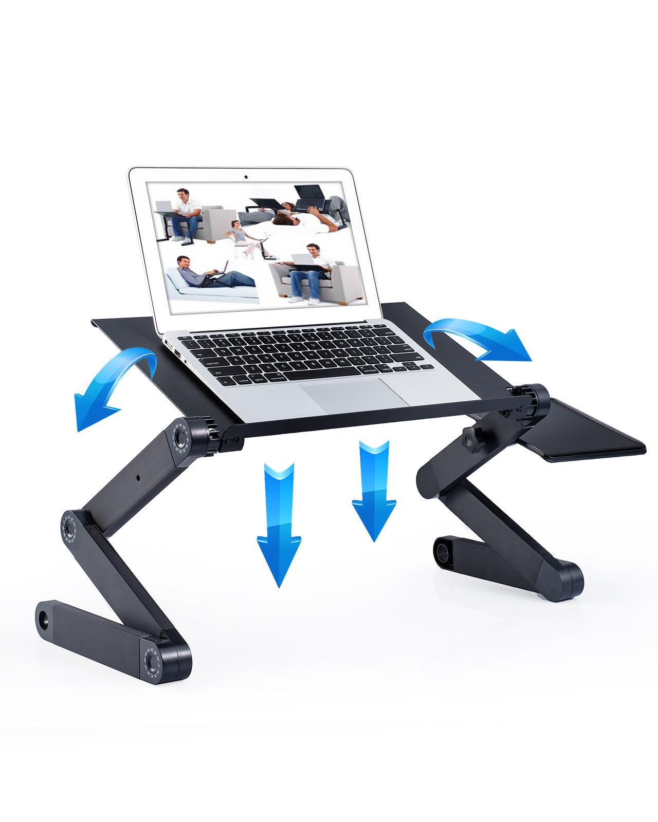 Adjustable Laptop Stand, RAINBEAN Laptop Desk with 2 CPU Cooling USB Fans for Bed Aluminum