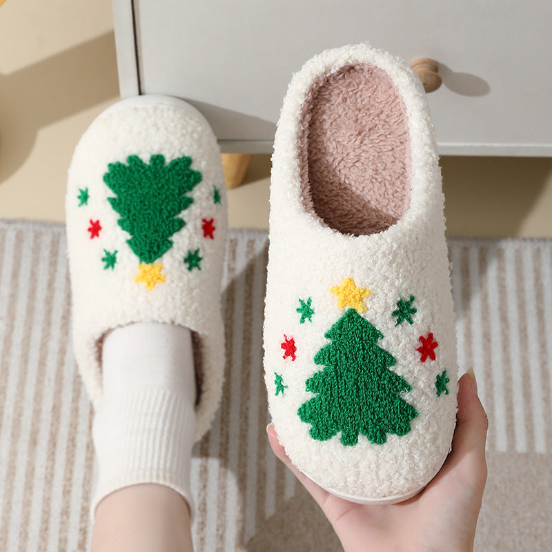 Christmas Home Slippers Cute Cartoon Santa Claus Cotton Slippers For Women And Men