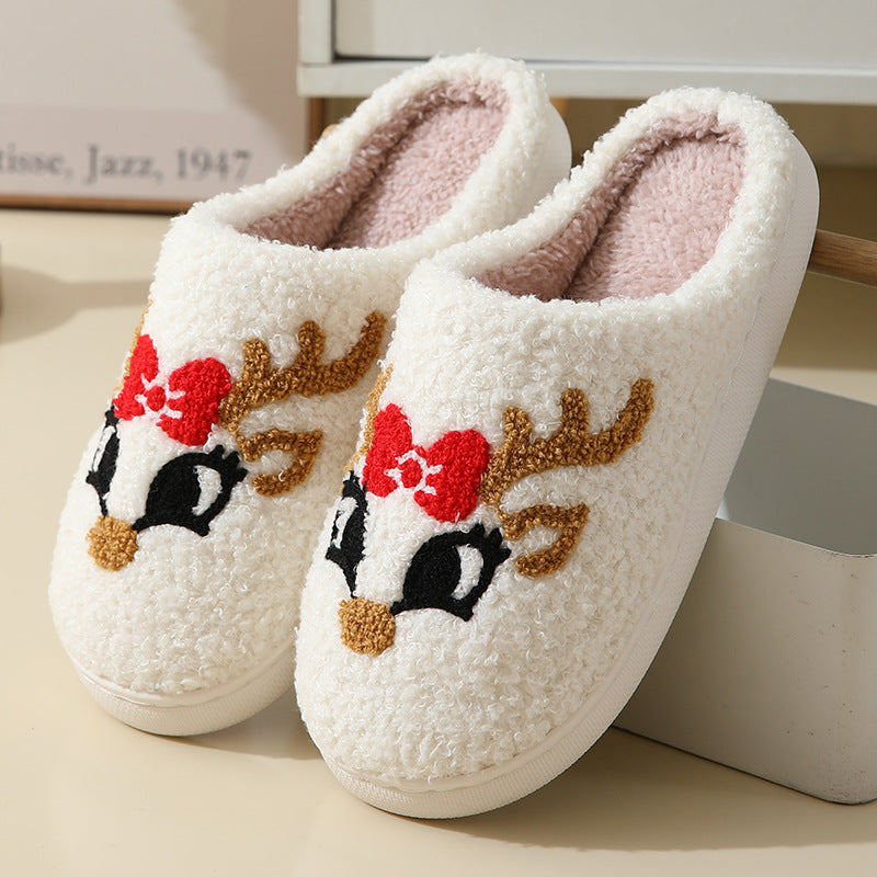 Christmas Home Slippers Cute Cartoon Santa Claus Cotton Slippers For Women And Men