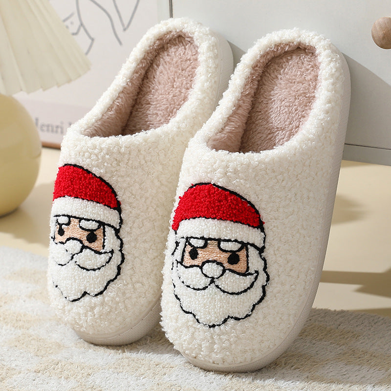 Christmas Home Slippers Cute Cartoon Santa Claus Cotton Slippers For Women And Men