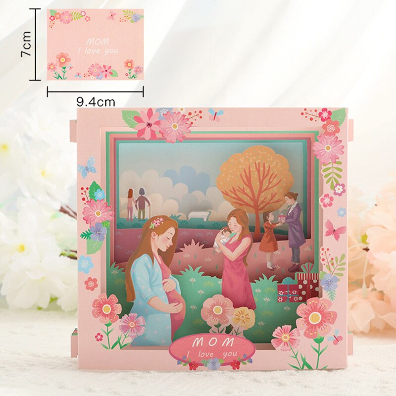 3D Pop UP Happy Birthday Greeting Invitation Card Happy Mother Father Day Love Mom Dad Rose Flower Easter Bunny Thank You Gift