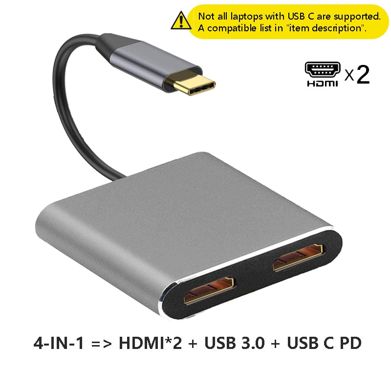 USB C Dock Dual HDMI-compatible VGA USB Hub Adapter Type C Laptop Docking Station For HP Elitebook Dell XPS Lenovo ThinkPad Asus