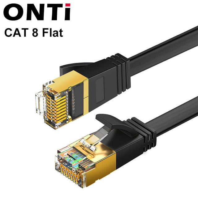 ONTi CAT8 Ethernet Cable 40Gbps 2000MHz S/FTP Cat 8 RJ45 Network Lan Patch Cord for Router Pc Ps4 Tv Laptop RJ45 Cable