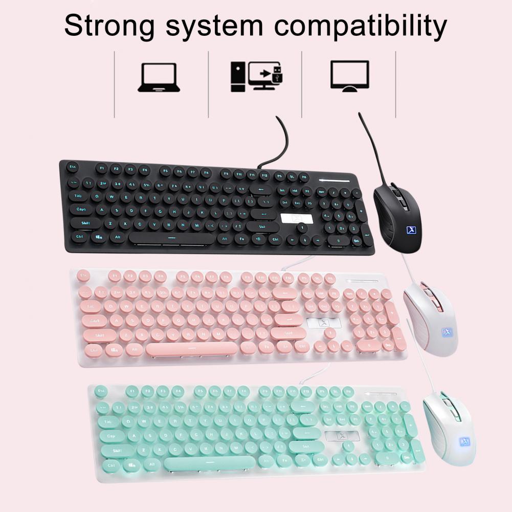 1 Set Wired Keyboard Mouse Combos Mechanical Feel Backlight USB Gaming Wired Keyboard Mouse Set Kit Computer Accessories