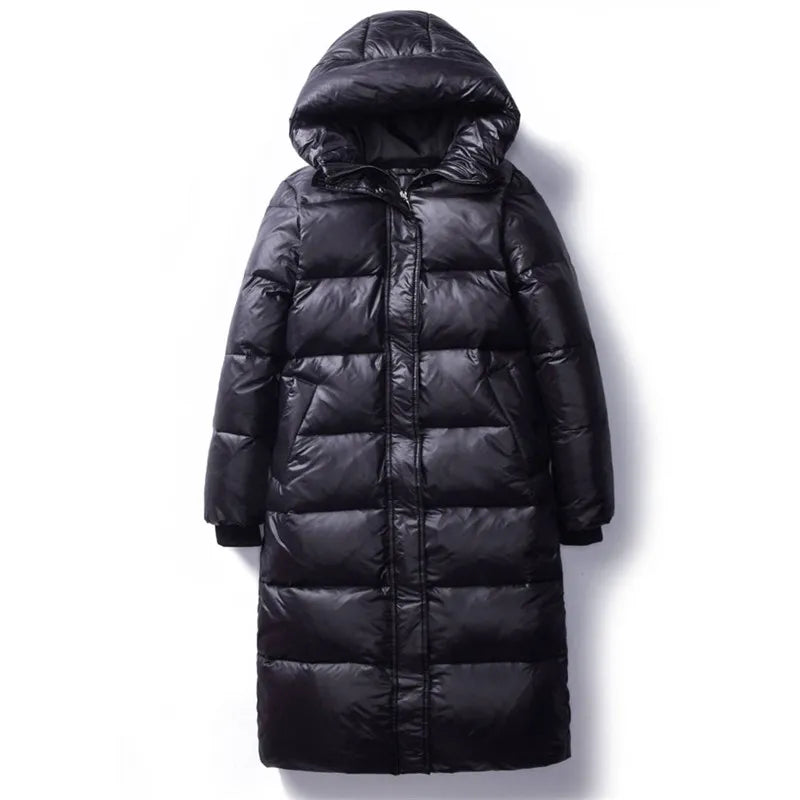 2023 New Winter Down Cotton Jackets Women's Clothing Long Parkas Slim Hooded Warm Winter Coats Female Black Overcoats V1162