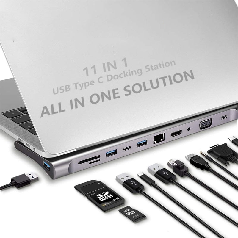 USB C Laptop Docking Station HDMI VGA USB PD LAN RJ45 SD Hub Adapter for Laptop Macbook HP DELL XPS Surface Lenovo ThinkPad Dock