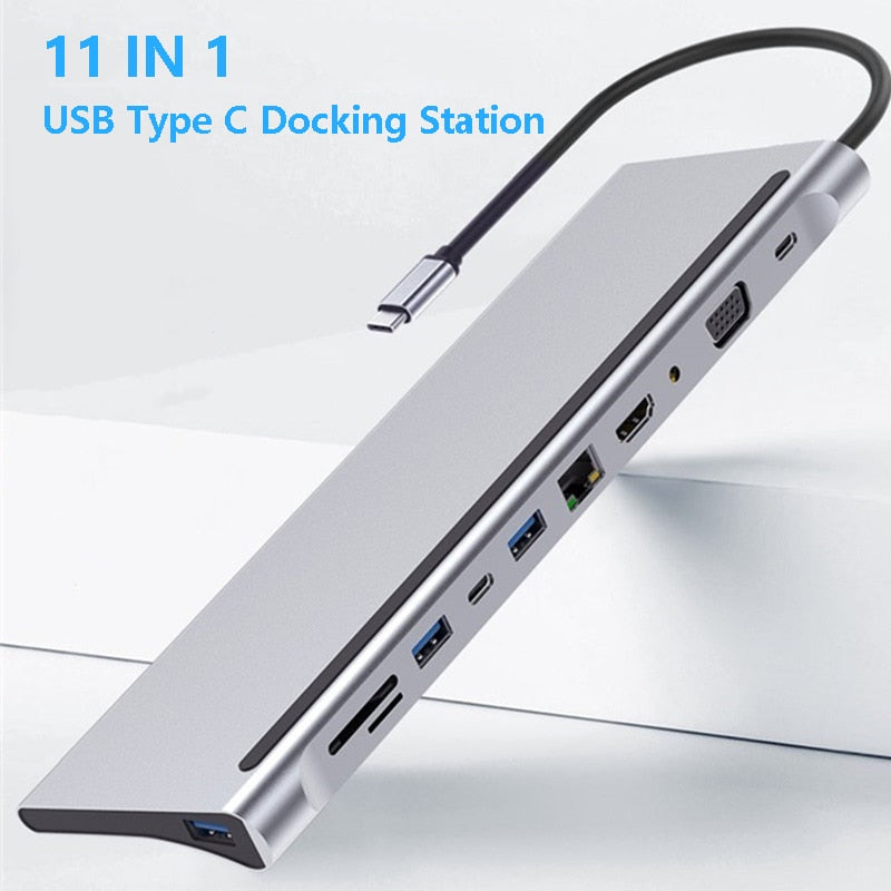 USB C Laptop Docking Station HDMI VGA USB PD LAN RJ45 SD Hub Adapter for Laptop Macbook HP DELL XPS Surface Lenovo ThinkPad Dock