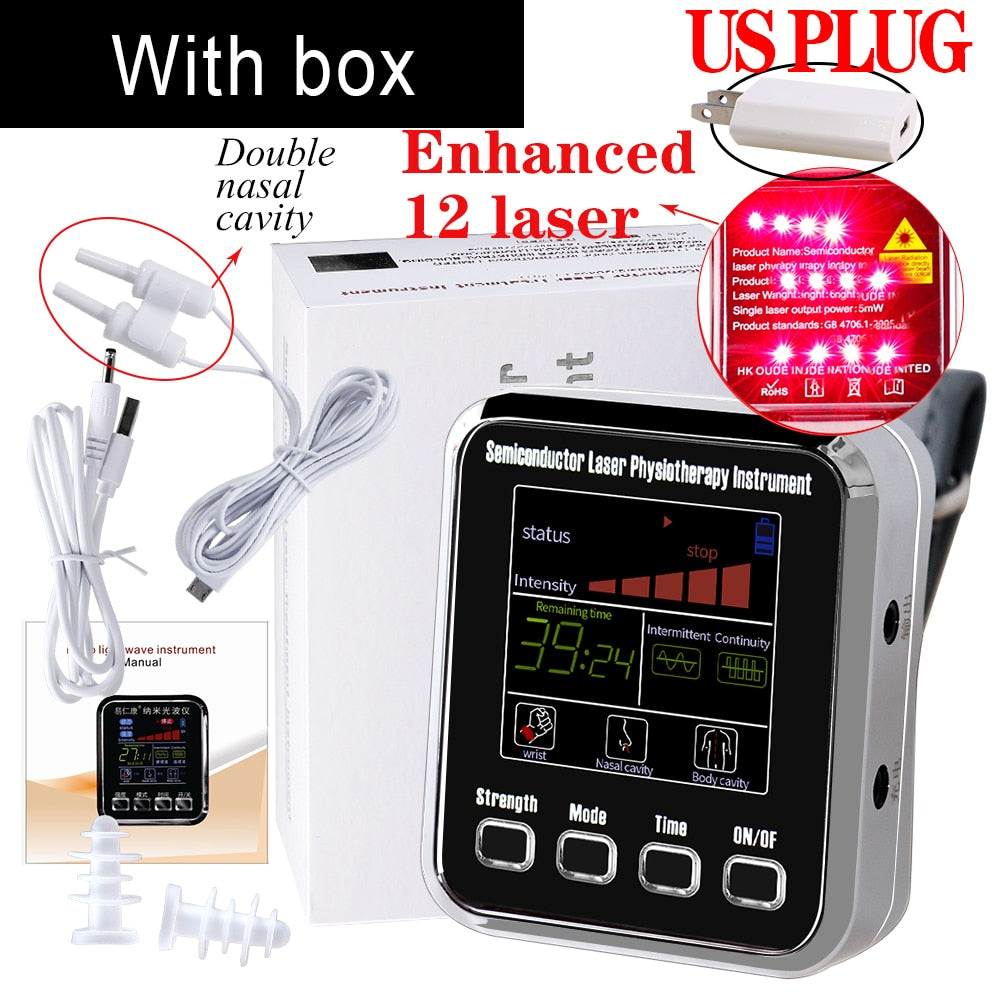 12/7 Holes 650nm Laser Therapy Watch LLLT Wrist Watch For Diabetes Cholesterol Hypertension Treatment Laser Sinusitis Therapy