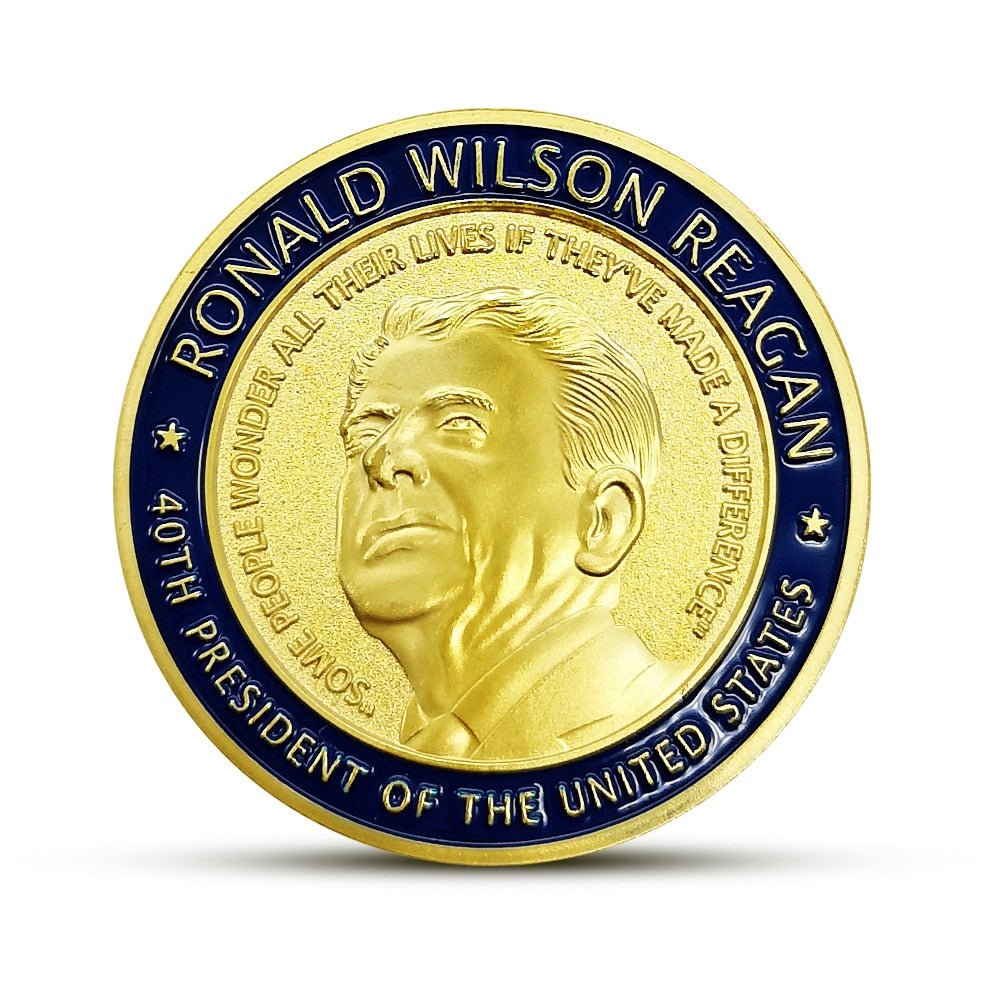 33rd and 44th President of United States Ronald Wilson Reagan (1911-2004) Souvenir Coin Silver Gold Plated Commemorative Coin