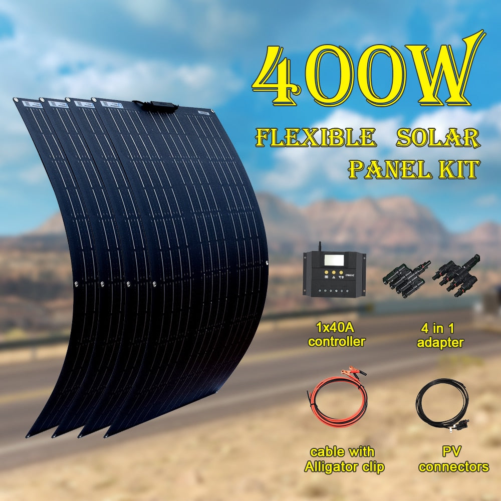 XINPUGUANG 18V 100 Watt 200W 300W 400W Flexible Solar Panel kit  for 12V 24V battery car RV home outdoor Power charging