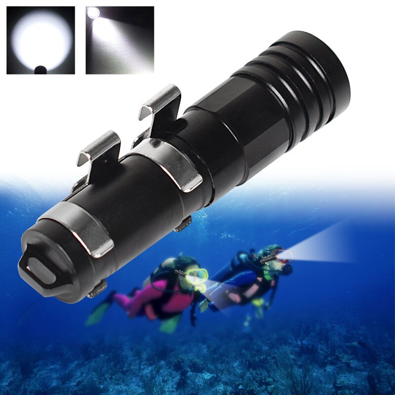 Underwater 100m Diving Flashlight R3 LED Scuba Lamp Mini Diving Mask Light Side Torch Lantern For Snorkeling Diver Dive Flashlig