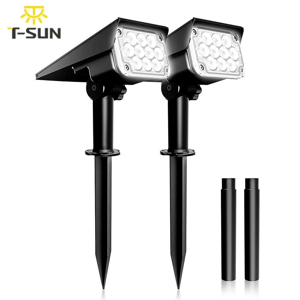 TSUN 2PACK Solar Light Outdoor 3000K/6000k/RGB/GREEN Solar Garden Light IP65 Solar Spotlight For Landscape Path Solar Wall Light