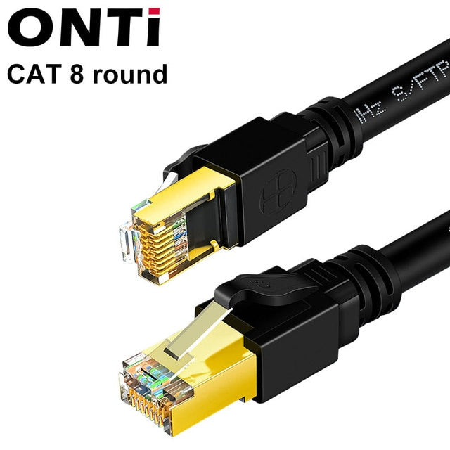 ONTi CAT8 Ethernet Cable 40Gbps 2000MHz S/FTP Cat 8 RJ45 Network Lan Patch Cord for Router Pc Ps4 Tv Laptop RJ45 Cable