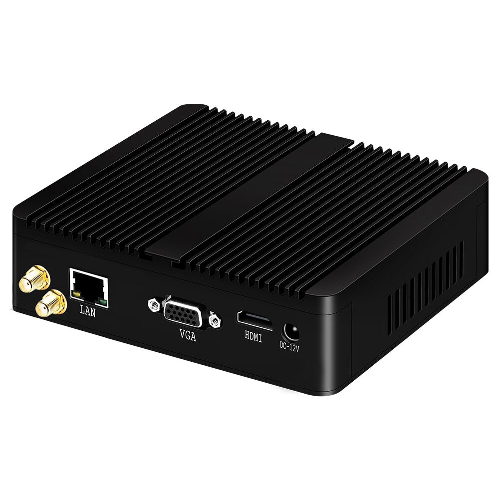 XCY Fanless Mini PC Intel Celeron J1900 Quad Cores Gigabit Ethernet 4x USB HDMI VGA Display Support WiFi Windows Linux/Ubuntu