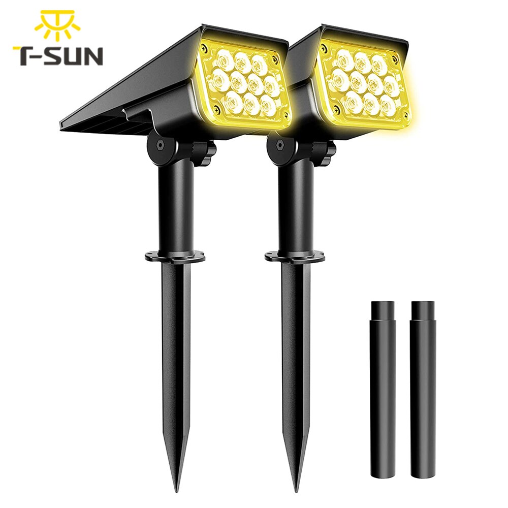 TSUN 2PACK Solar Light Outdoor 3000K/6000k/RGB/GREEN Solar Garden Light IP65 Solar Spotlight For Landscape Path Solar Wall Light