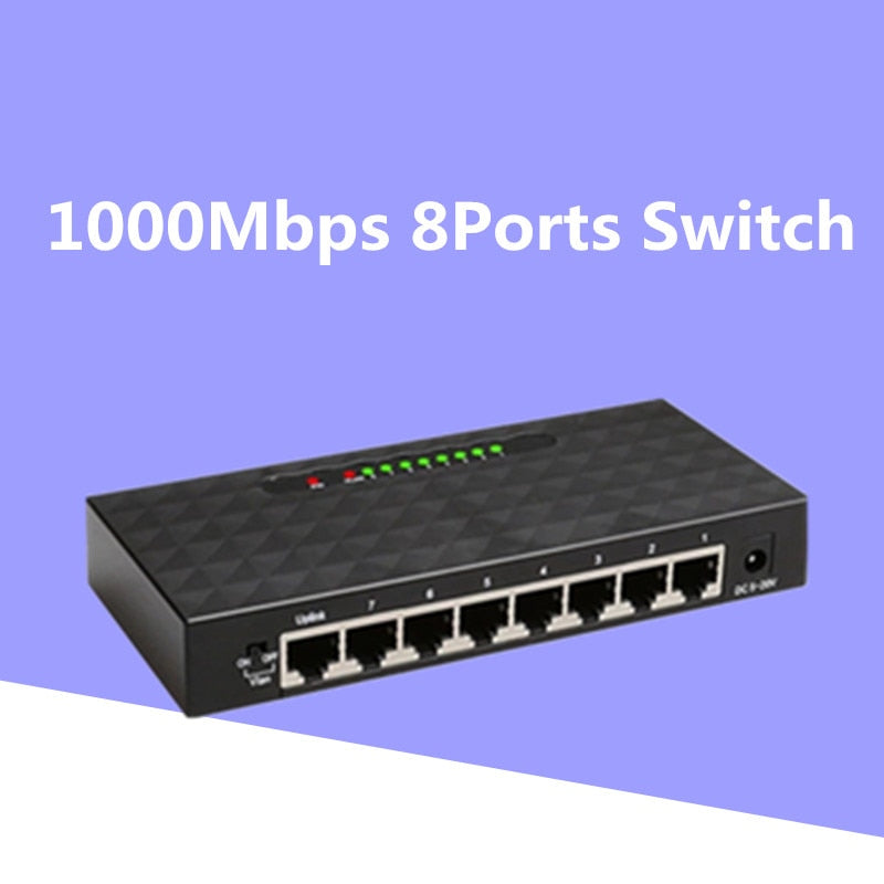 KuWFi 5/8Port Gigabit Switch Ethernet Smart Switcher High Performance 1000Mbps Network Switch RJ45 Hub Internet Injector