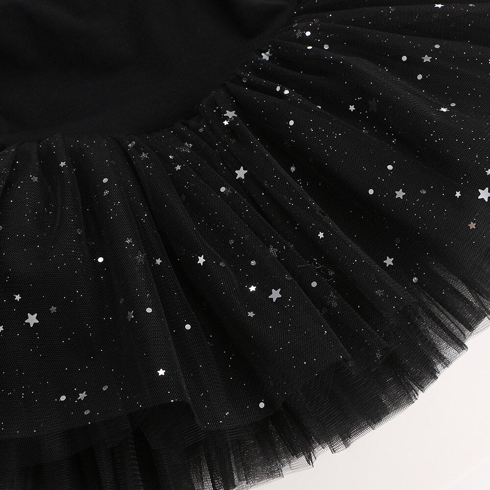 BAOHULU Girls Ballerina Ballet Dress Rhinestone Decro Bow Design Dance Tulle Skirt Girls Short Sleeve Performance Princess Dress