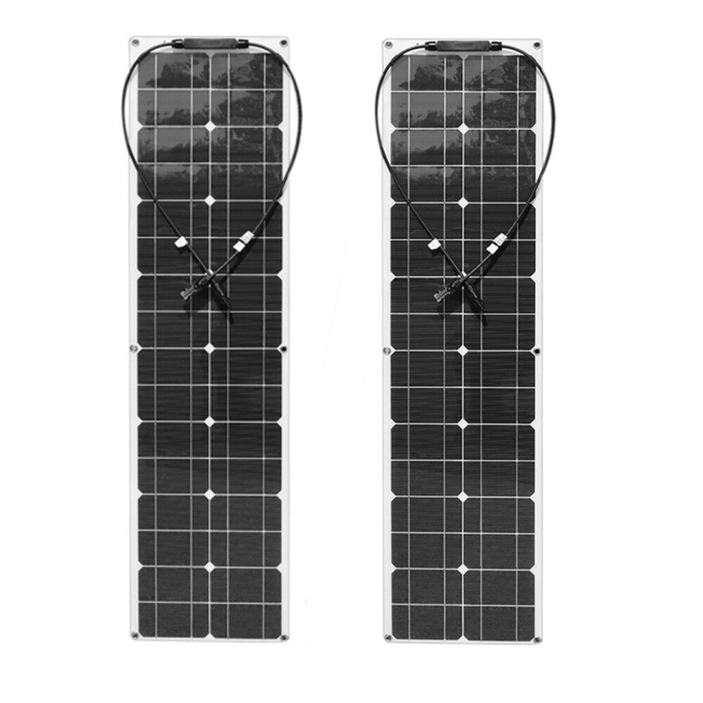 100W Flexible Solar Panel System Kit Photovoltaic Module 2pcs 50 Watt 12 Volt Solar Panels With 10A Controller PV Connector