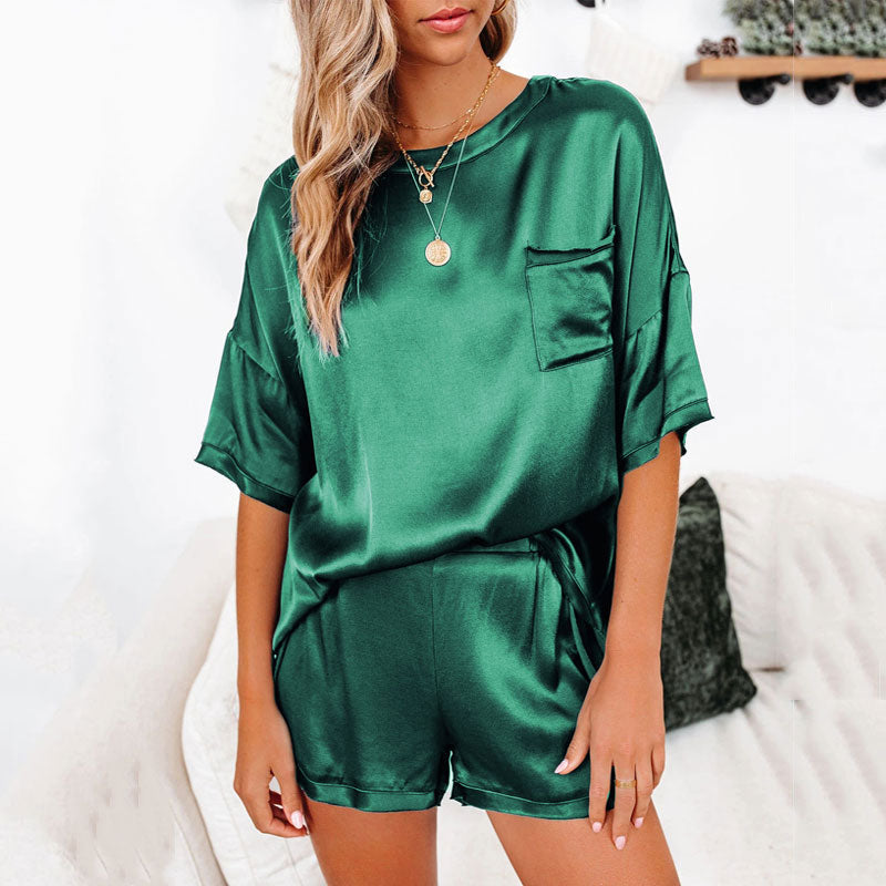 2023 Summer Satin Pajamas Set Women Imitated Silk Pajamas Sexy Silk Sleepwear Homewear Female Loose Lounge Wear Sets Pjs Women