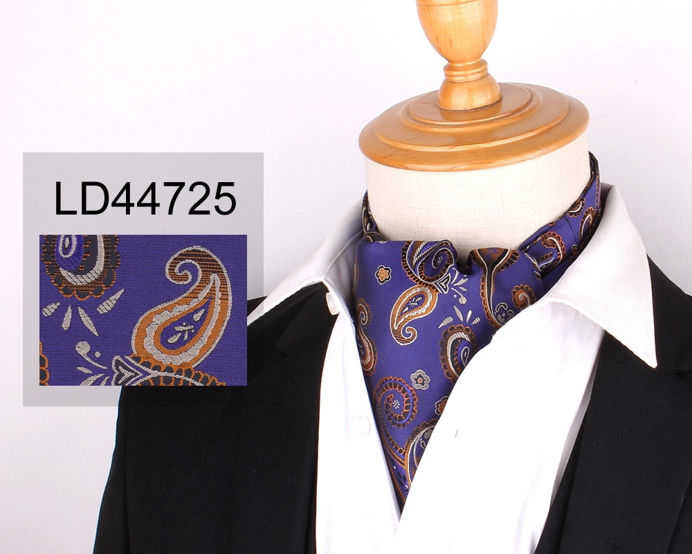 Jacquard Floral Paisley Men Cashew Tie Wedding Formal Cravat Ascot Scrunch Self British Gentleman Polyester Soft Neck Tie Luxury