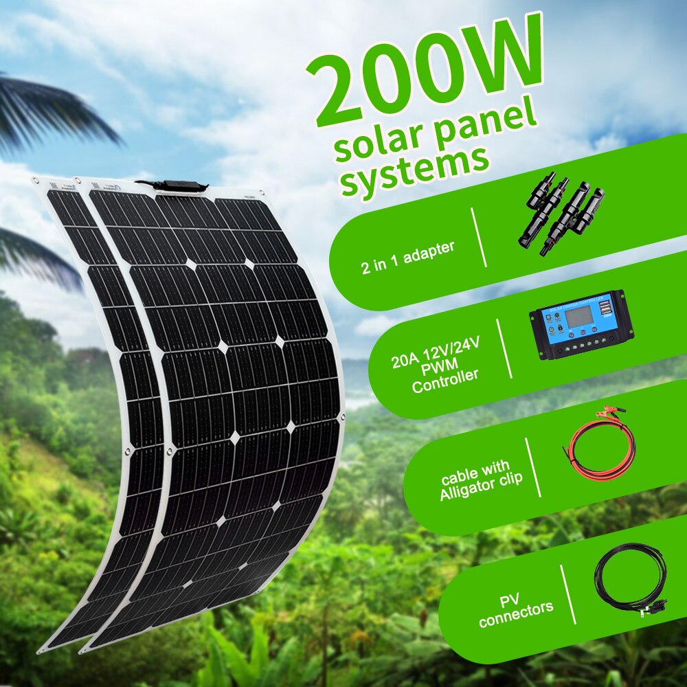 XINPUGUANG 18V 100 Watt 200W 300W 400W Flexible Solar Panel kit  for 12V 24V battery car RV home outdoor Power charging