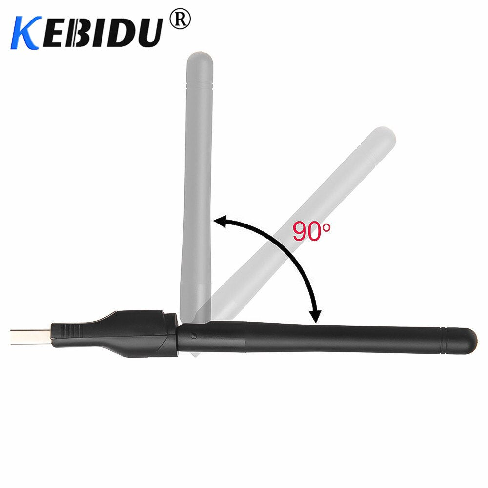 Kebidu 150M USB 2.0 WiFi بطاقة الشبكة اللاسلكية 802.11 b/g/n LAN محول هوائي لأجهزة الكمبيوتر المحمول Win 7 8 10 Mac IOS Android Linux