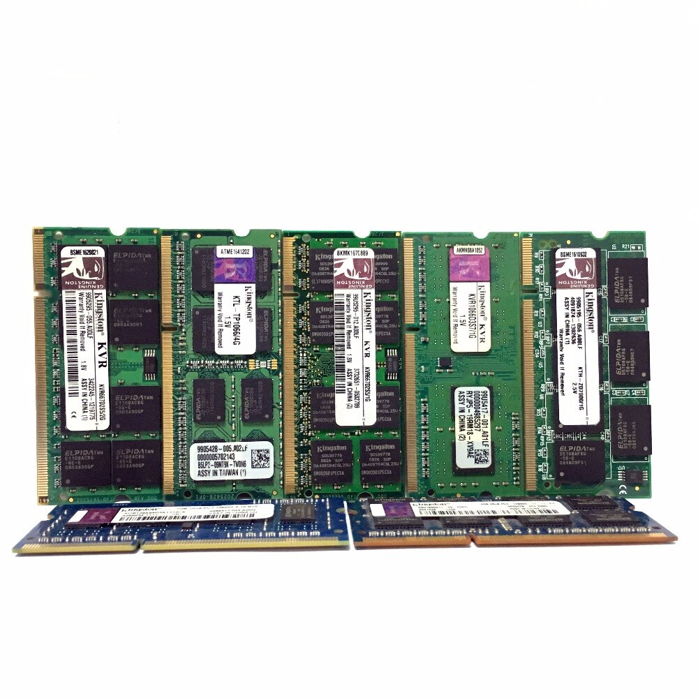 كينغستون كمبيوتر محمول دفتر 1GB 2GB 4GB 1G 2G 4G PC2 PC3 DDR2 DDR3 667 1066 1333 1600 MHZ 5300S 6400S 8500S ECC ذاكرة الوصول العشوائي