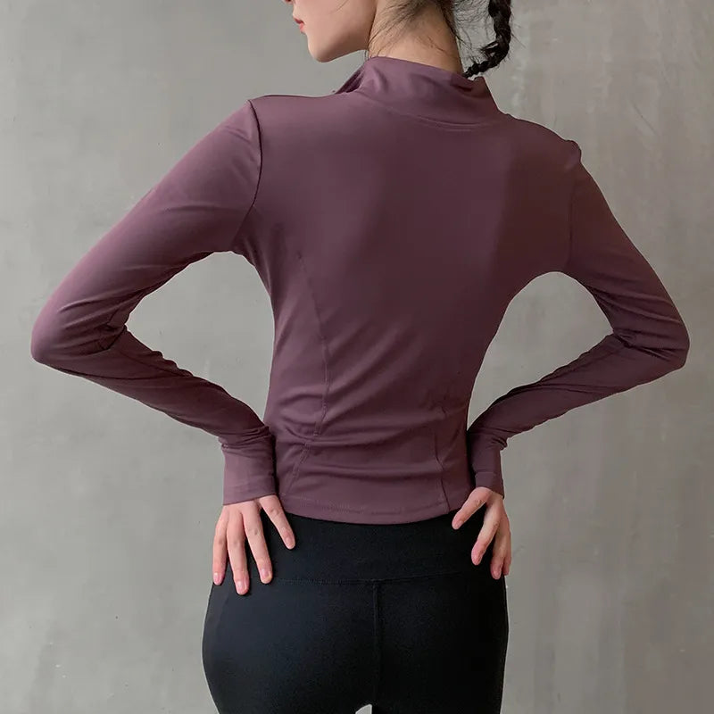 Women Sport Jacket Zipper Yoga Coat Clothes Quick Dry Fitness Jacket Running Hoodies