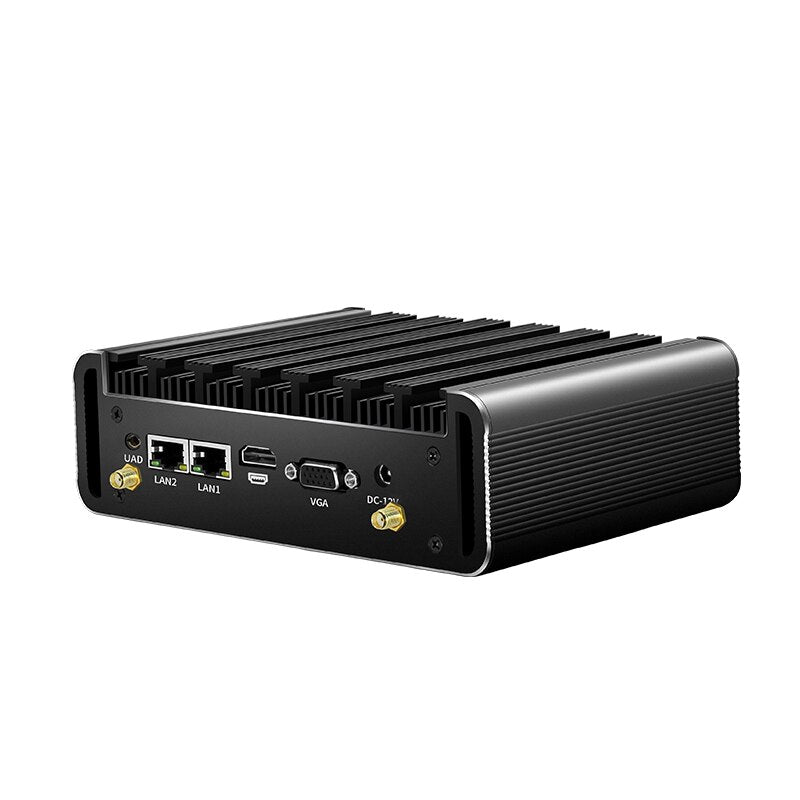 Fanless Mini PC Intel Core i7-5500U i5-5200U i3-5005U Dual Ethernet 2x RS232 HDMI VGA Video Output WiFi Support Windows Linux OS