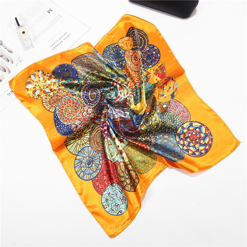 Scarf Satin Bandana Kerchief Silk Women's Luxury Brand Designer Summer Small Bag Wrap Retro Paisley Scarves Muslim Islamic