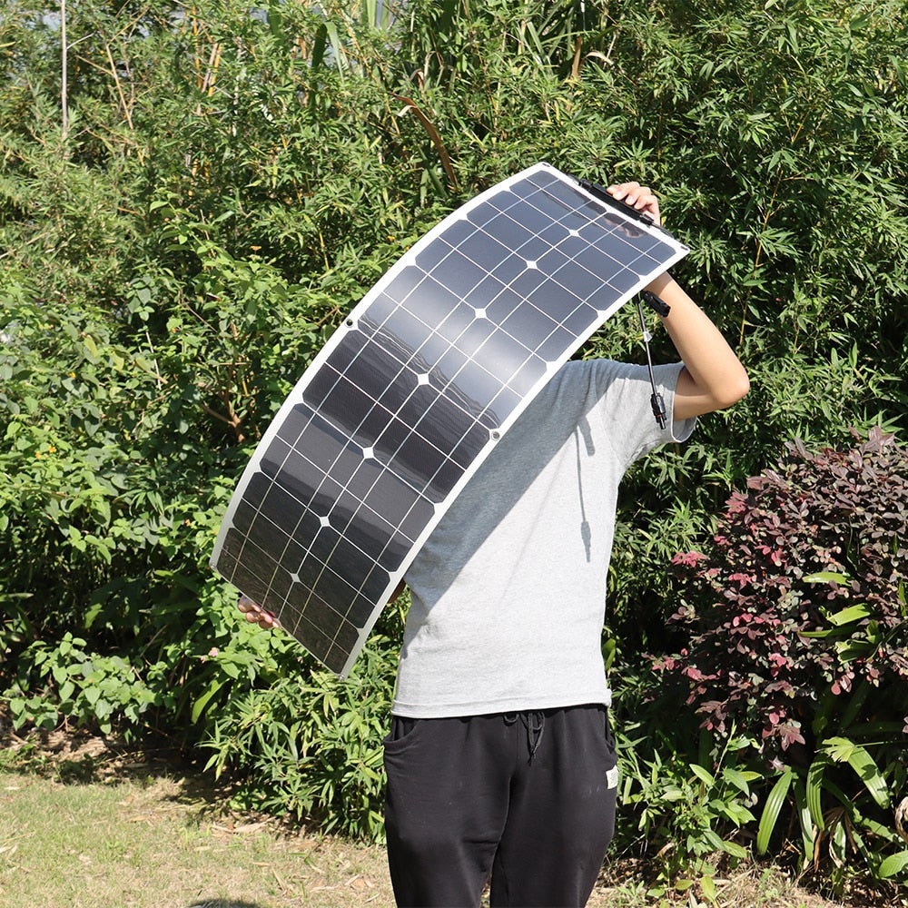 100W Flexible Solar Panel System Kit Photovoltaic Module 2pcs 50 Watt 12 Volt Solar Panels With 10A Controller PV Connector