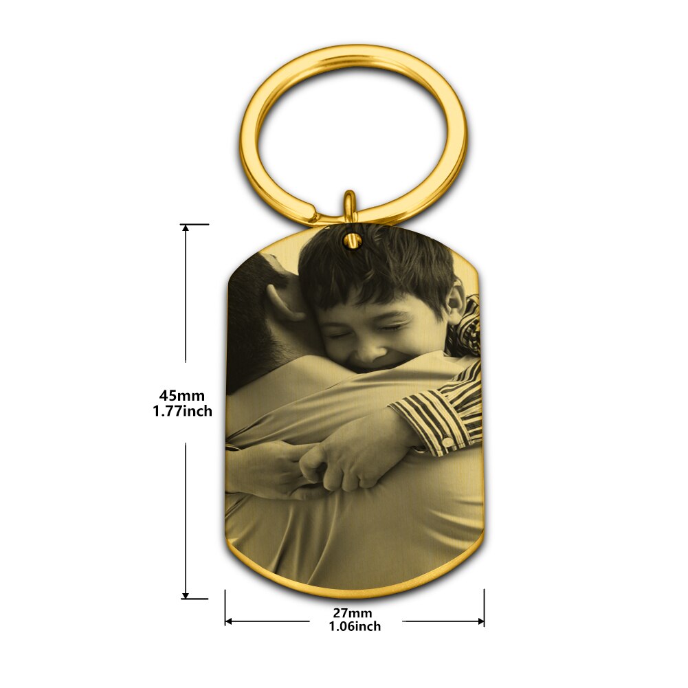 Father's Day Gift Personalized Photo Keychain I Love You Dad Picture Keyring Birthday Present for Father From Daughter Son