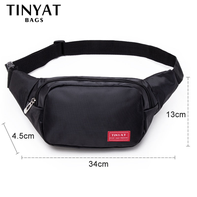 TINYAT Men Waist Bag Pack Purse Casual Large Phone Belt Bag Pouch Women&#39;s Canvas Travel Phone Bag Fanny Banana Bag Hip 4 Pockets