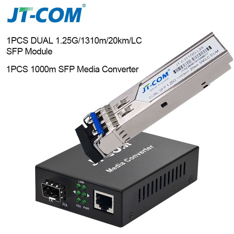 1Gb SFP Fiber to RJ45 Fiber Optic Media Converter 1000Mbps SFP Fiber Switch with SFP Module Compatible Cisco/Mikrotik/Huawei