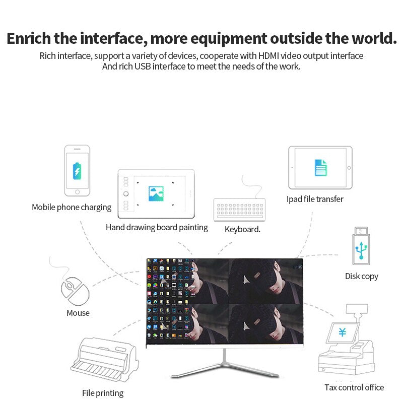 22 Inch  All-in-one Desktop Pc A8 -7410 AMD Home Appliances Monitor Computer Full Pc Gaming DDR3 512GB SSD Come with Keyboaed