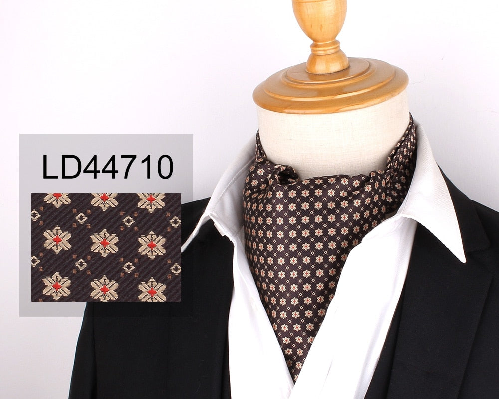 Jacquard Floral Paisley Men Cashew Tie Wedding Formal Cravat Ascot Scrunch Self British Gentleman Polyester Soft Neck Tie Luxury