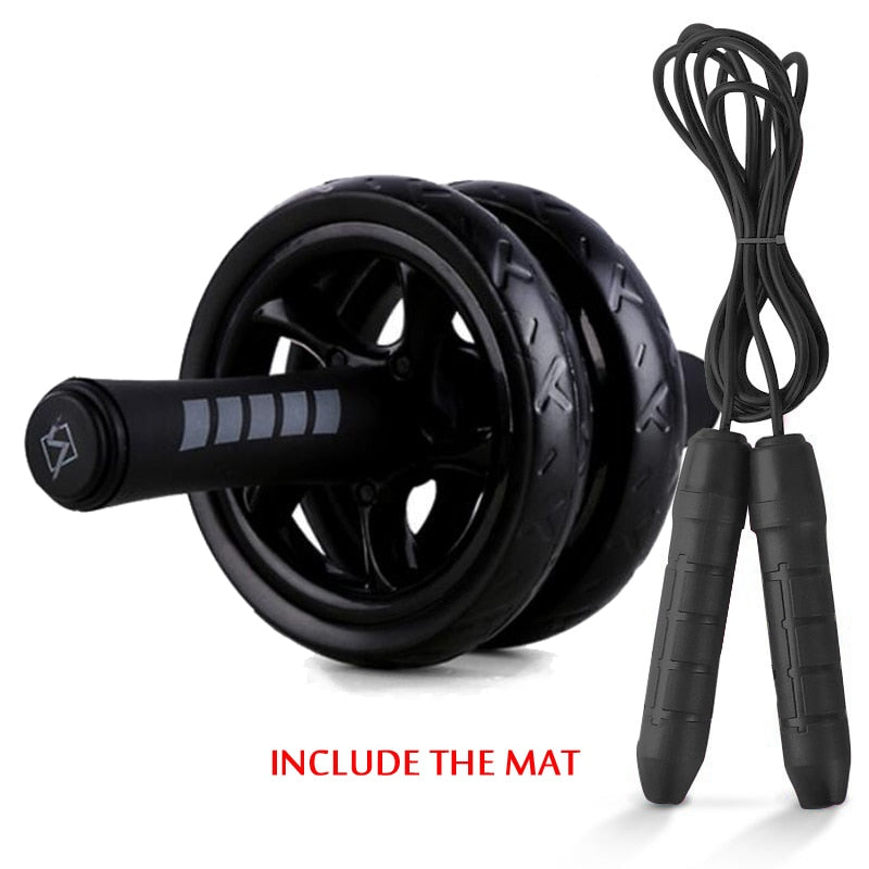 New 2 in 1 Ab Roller&amp;Jump Rope No Noise Abdominal Wheel Ab Roller with Mat For Arm Waist Leg Exercise Gym Fitness Equipment