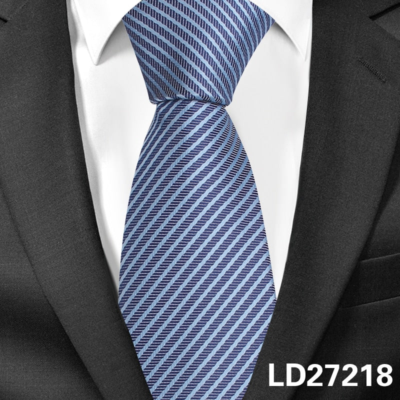 Classic Plaid Neck Ties for Men Casual Suits Tie Gravatas Stripe Blue Mens Neckties For Business Wedding 8cm Width Men Ties