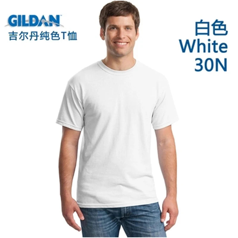GILDAN 76000 5Pcs Men 100%Cotton T-shirts Solid Short Sleeve T Shirt Mens New O-neck Tops Tees Basic TShirts Brand Clothing