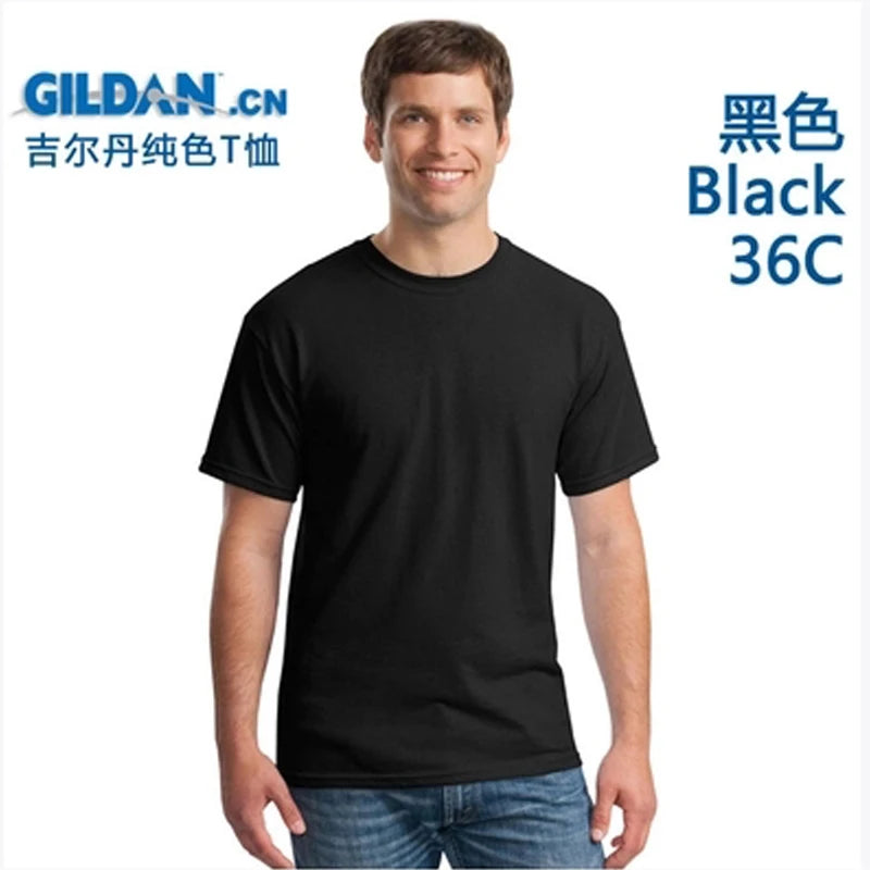 GILDAN 76000 5Pcs Men 100%Cotton T-shirts Solid Short Sleeve T Shirt Mens New O-neck Tops Tees Basic TShirts Brand Clothing