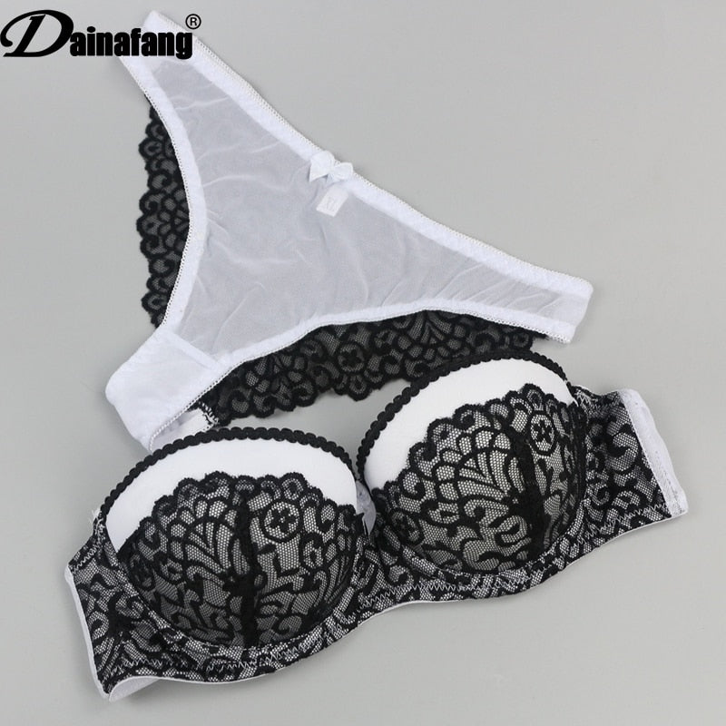 DaiNaFang Brand Wholesale VS New Sexy Bras Sets Push Up Lace V ABC Cup Pink White Female Lingerie Underwear For Girls