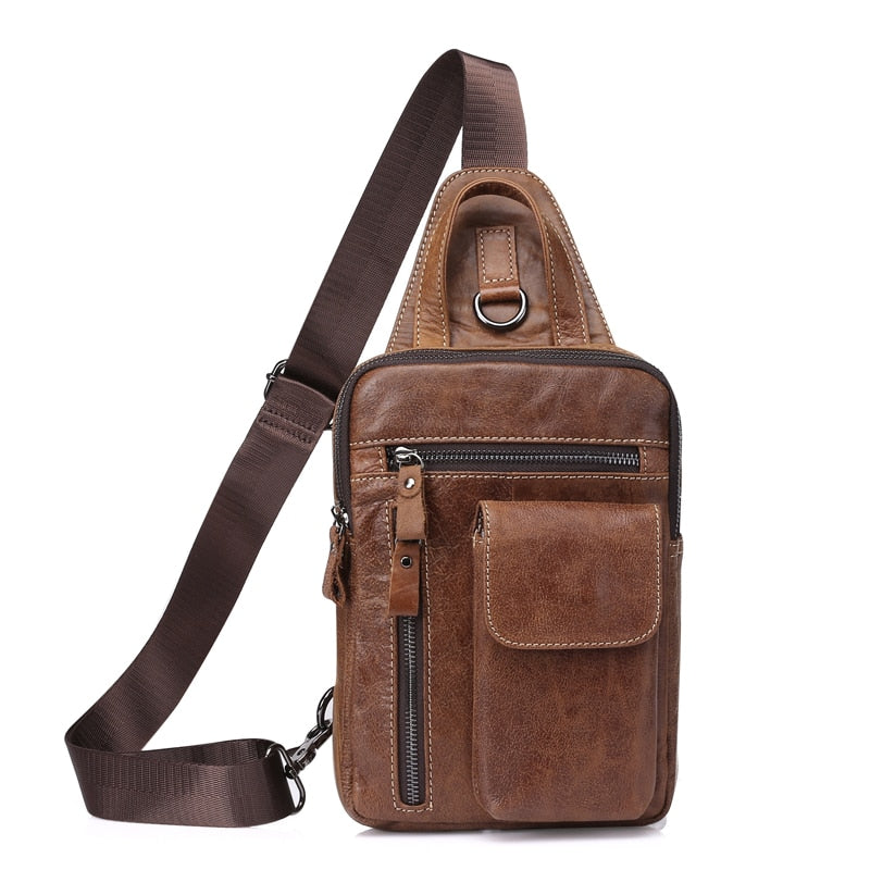 WESTAL genuine leather men&#39;s sling chest bag messenger bag men&#39;s shoulder bags travel daypack summer designer crossbody bags