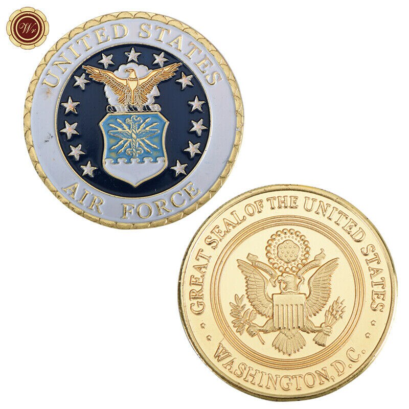 9PCS WR US Gold Plated Coins Collectibles America Military  Challenge Coin Army Commemorative Coin Collection Small Gift for Men