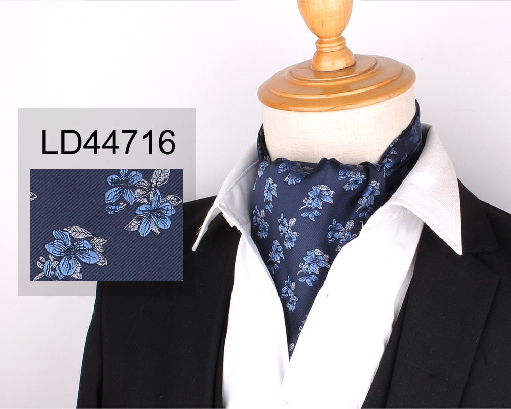 Jacquard Floral Paisley Men Cashew Tie Wedding Formal Cravat Ascot Scrunch Self British Gentleman Polyester Soft Neck Tie Luxury