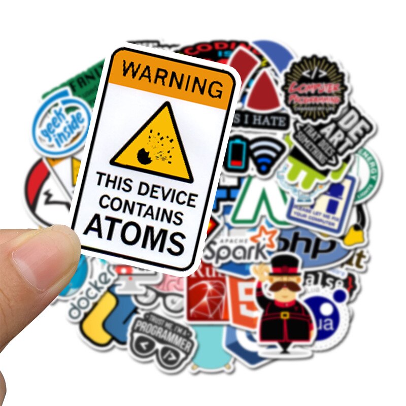 50 PCS Programming Sticker Technology Software Programs Data Computer Stickers for Geek DIY Computer Laptop Phone PS4 Notebook