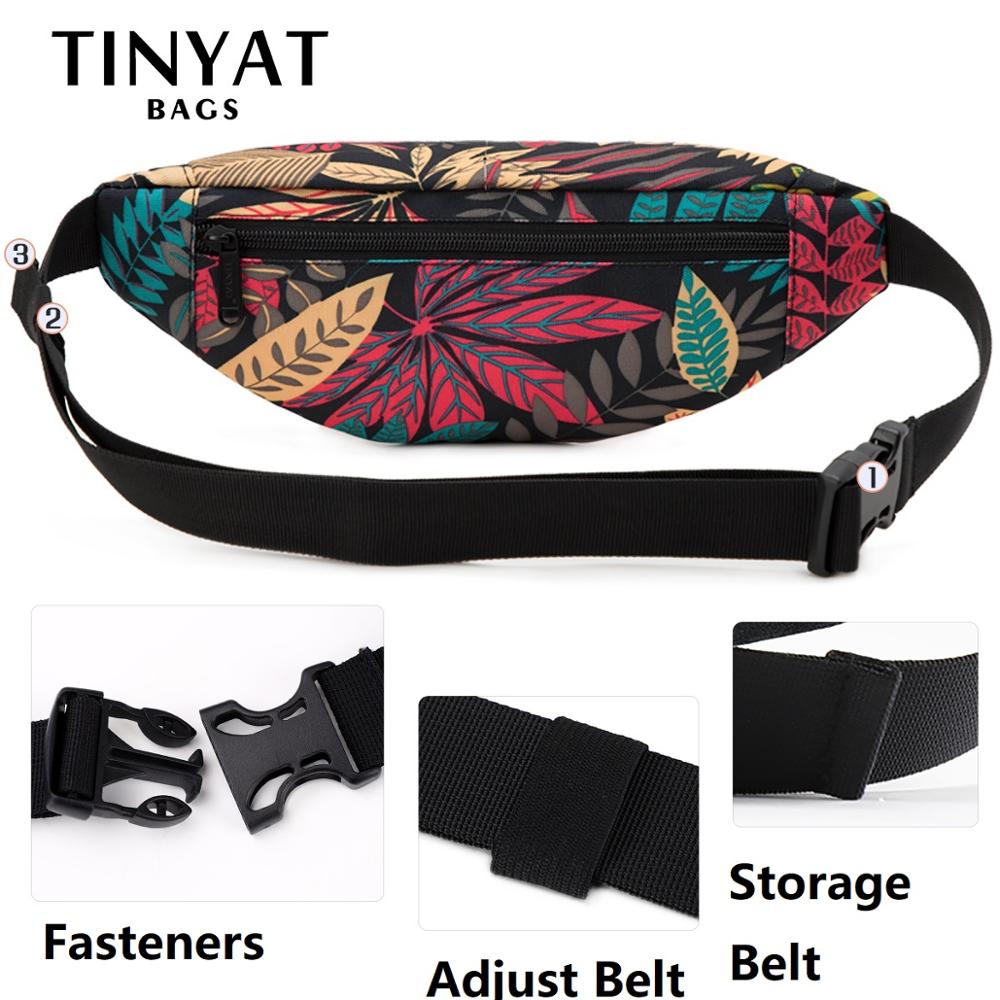 TINYAT Print Leaf Travel Waist Bag Pack For Men Women Fashion Casual Shoulder Bag Man Belt Pouch Female Banana Bags Fanny Bags