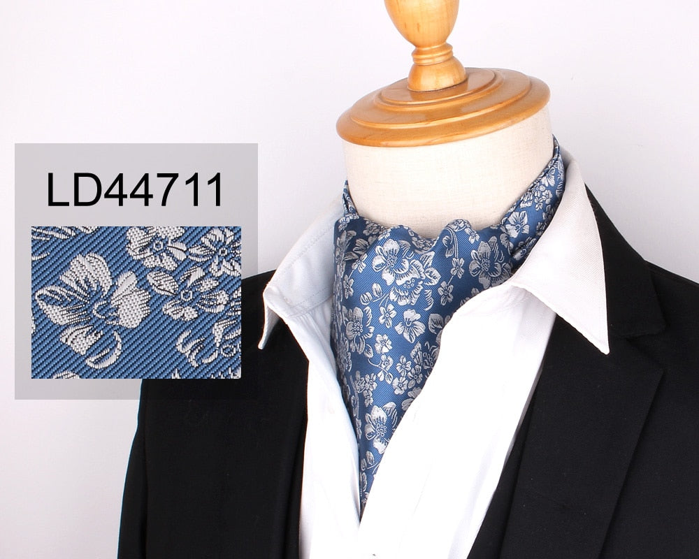 Jacquard Floral Paisley Men Cashew Tie Wedding Formal Cravat Ascot Scrunch Self British Gentleman Polyester Soft Neck Tie Luxury