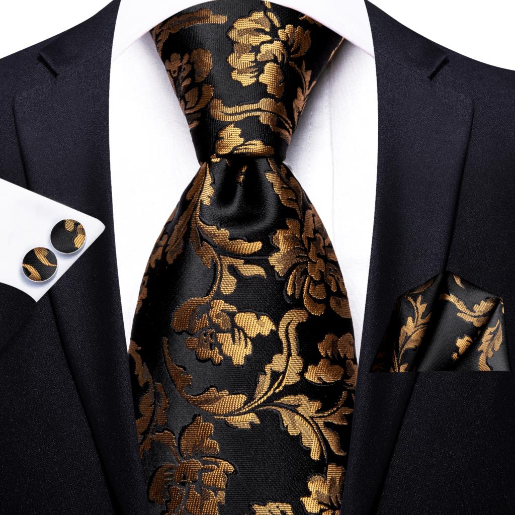 Hi-Tie 8.5cm Business Black Solid Paisley 100% Silk Men&#39;s Tie Neck Strip Ties for Men Formal Luxury Wedding Neckties Gravatas