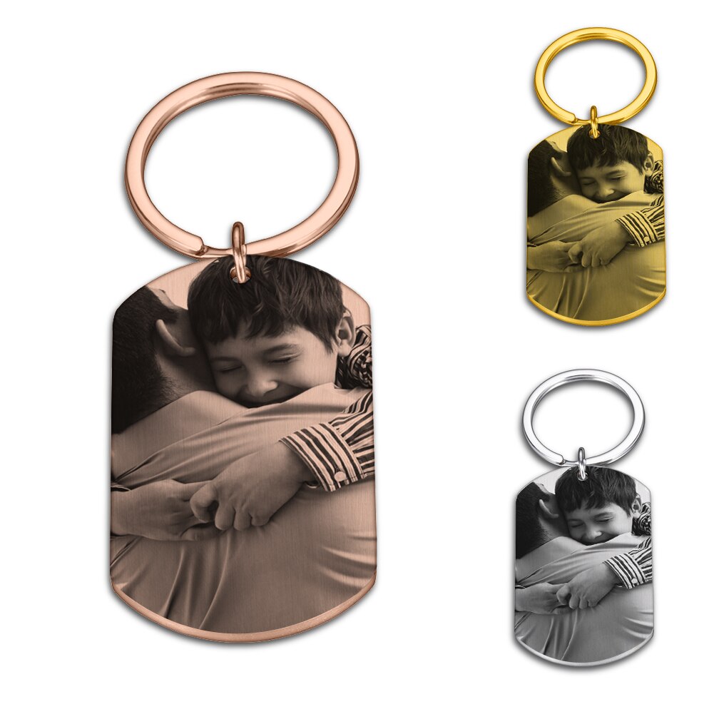 Father's Day Gift Personalized Photo Keychain I Love You Dad Picture Keyring Birthday Present for Father From Daughter Son