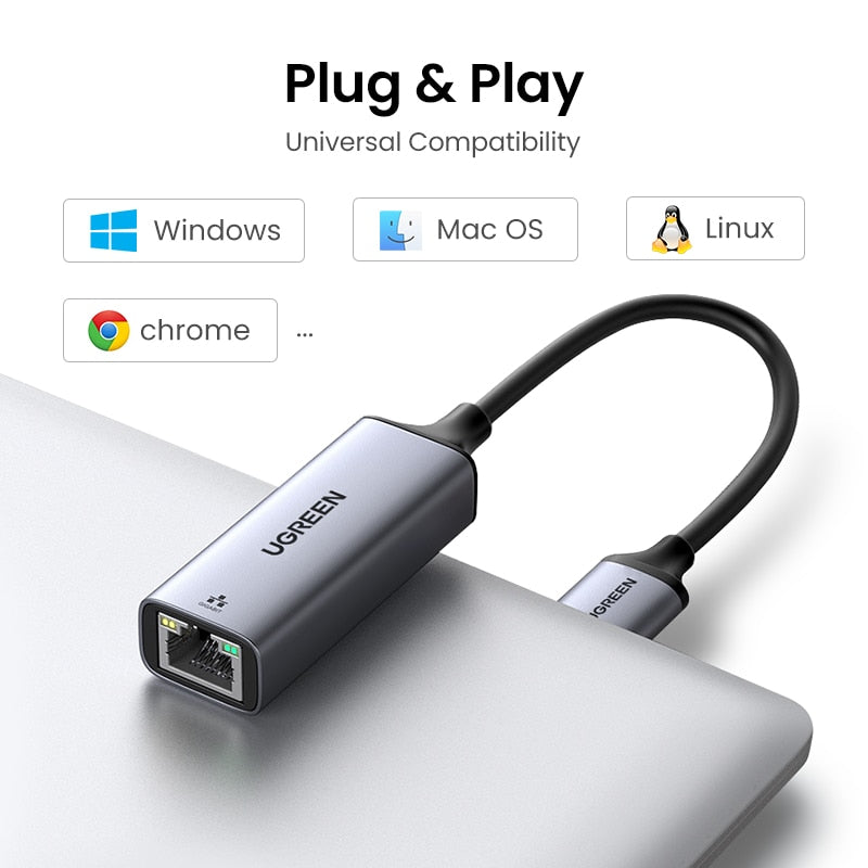 UGREEN USB Ethernet Adapter 1000/100Mbps USB3.0/2.0 to RJ45 Lan for Laptop PC Windows Xiaomi Mi Box Nintendo Switch Network Card